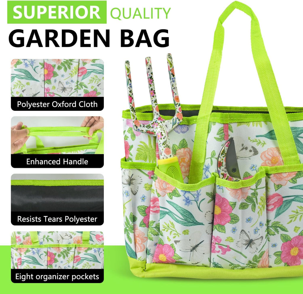 Garden Tool Set 9 Piece Heavy Duty Aluminum Gardening Hand Tools Kit Cute Gardening Supplies with Non-Slip Rubber Grip Gift for Women/Parent
