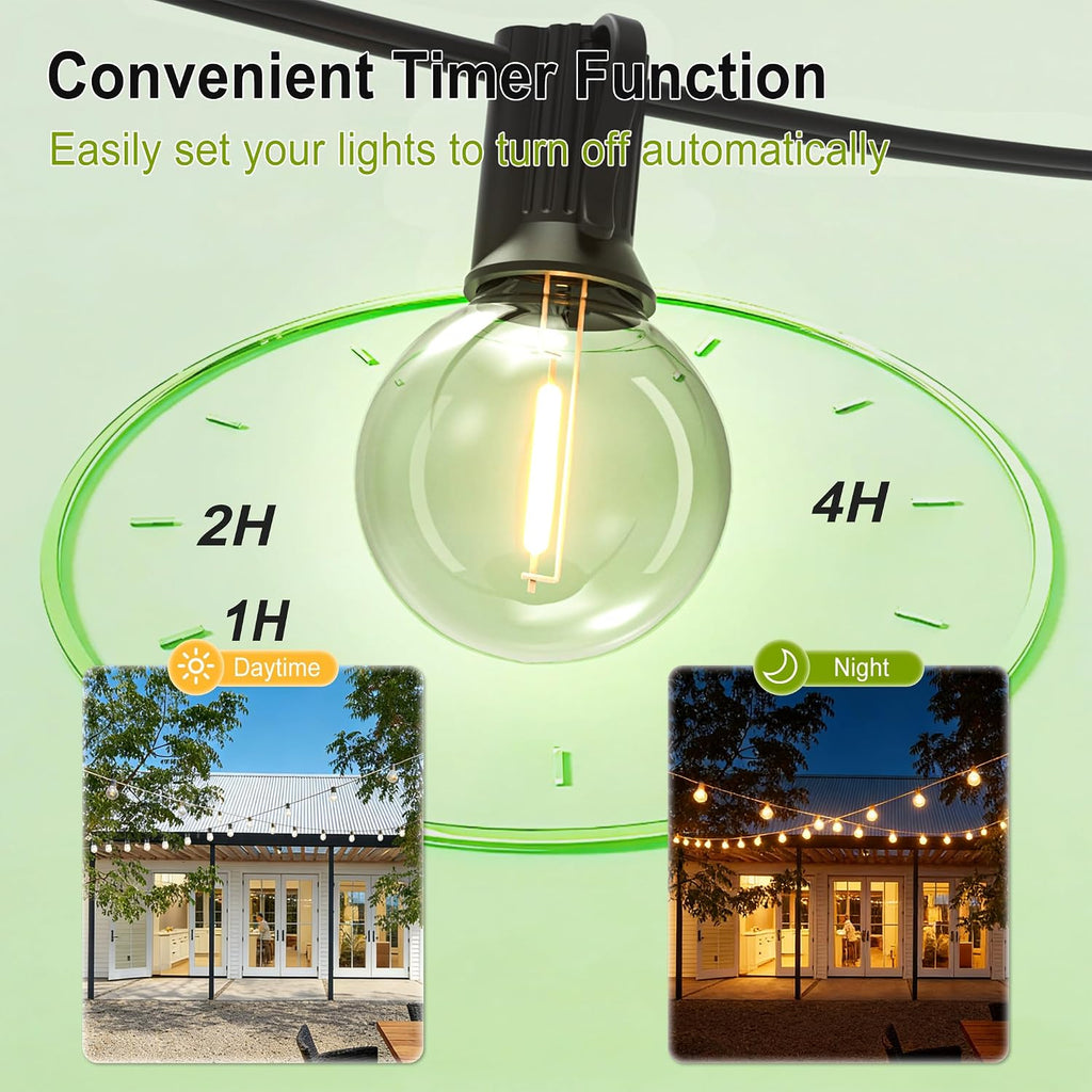 Outdoor String Lights Waterproof 75FT (1FT Bulbs Spacing) Remote for Patio | Connectable Outside Lighting Remote Dimmable,3 Modes,Timmer with 75 Plastic Globe Bulb for Backyard Bistro Porch Garden Fence