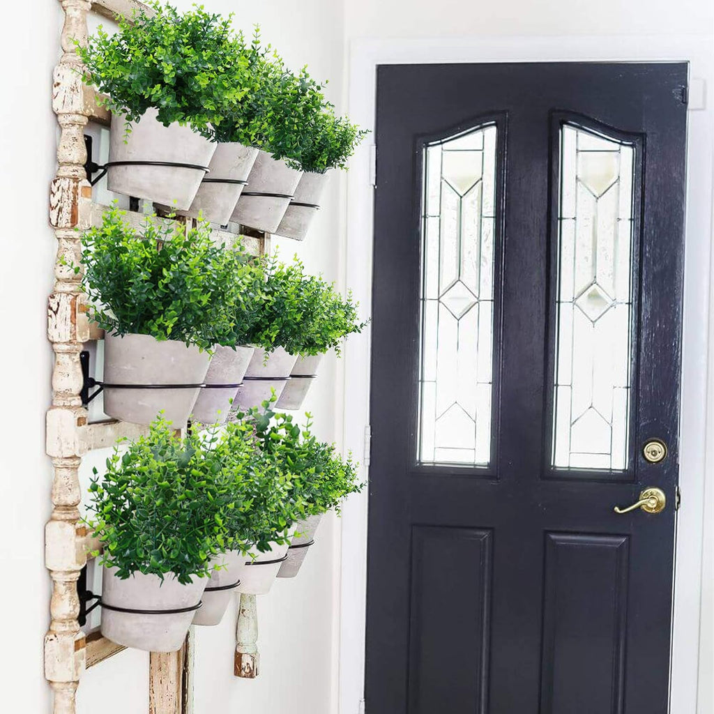 summer flower 10 Pack Artificial Boxwood Stems UV Resistant Faux Greenery Stems Fake Greenery Shrubs for Outdoor Patio Wedding Decor