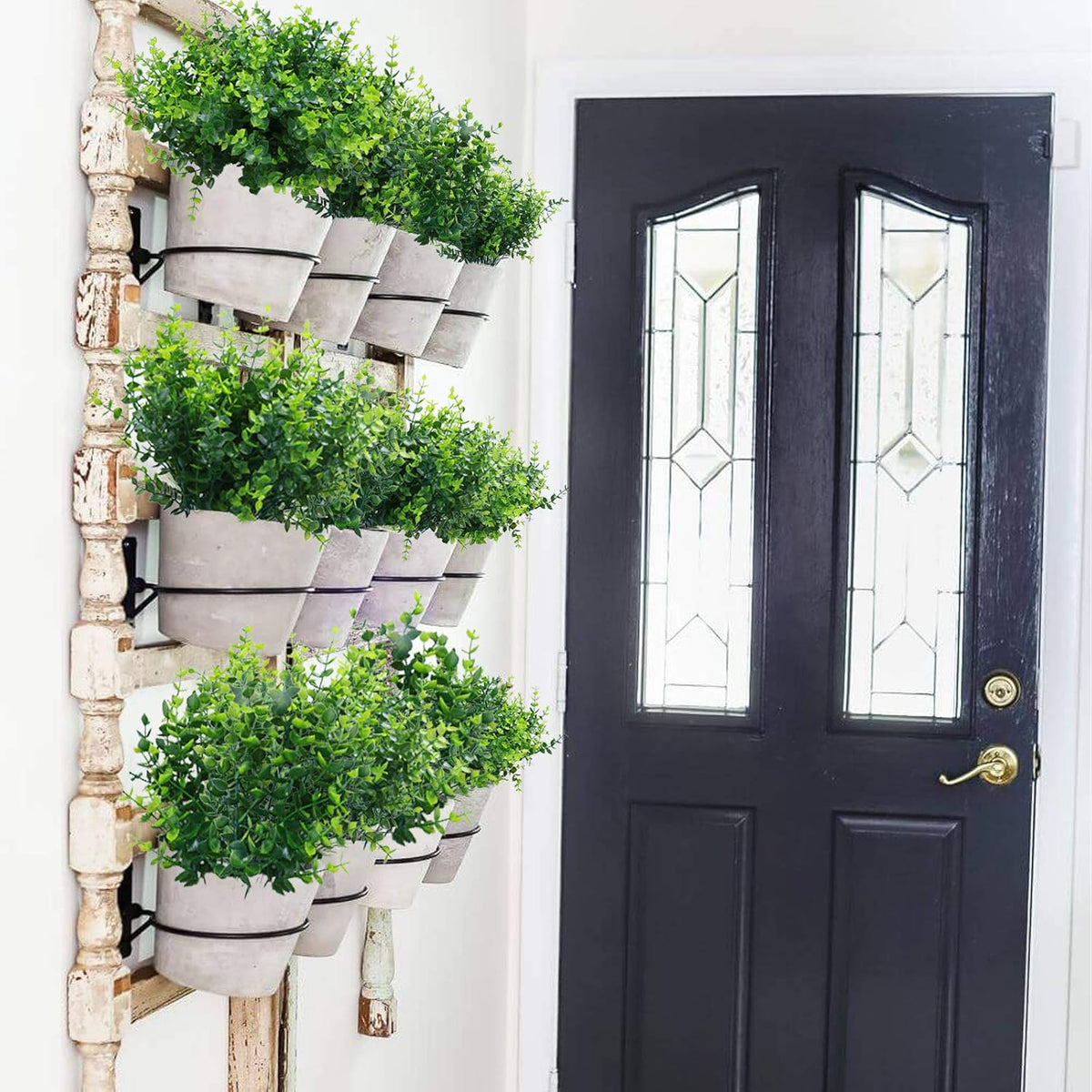 summer flower 10 Pack Artificial Boxwood Stems UV Resistant Faux Greenery Stems Fake Greenery Shrubs for Outdoor Patio Wedding Decor