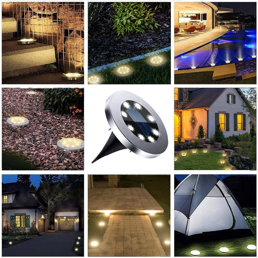 4.6 Inch Diameter Solar Ground Lights, Waterproof Solar Garden Lights, Outdoor Garden Waterproof Bright in-Ground Light, Landscape Lighting for Pathway,Yard,Lawn,Patio,Walkway (16 Pack White Light)