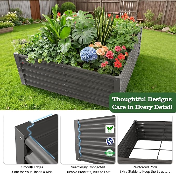 A ANLEOLIFE Set of 6, 18 Inch Tall Quartz Grey Raised Garden Beds Kit, - Image 5