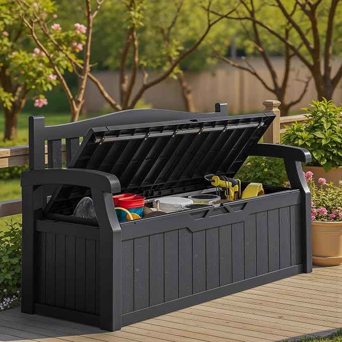 Homall 75 Gallon Outdoor Storage Benches Lockable Deck Box