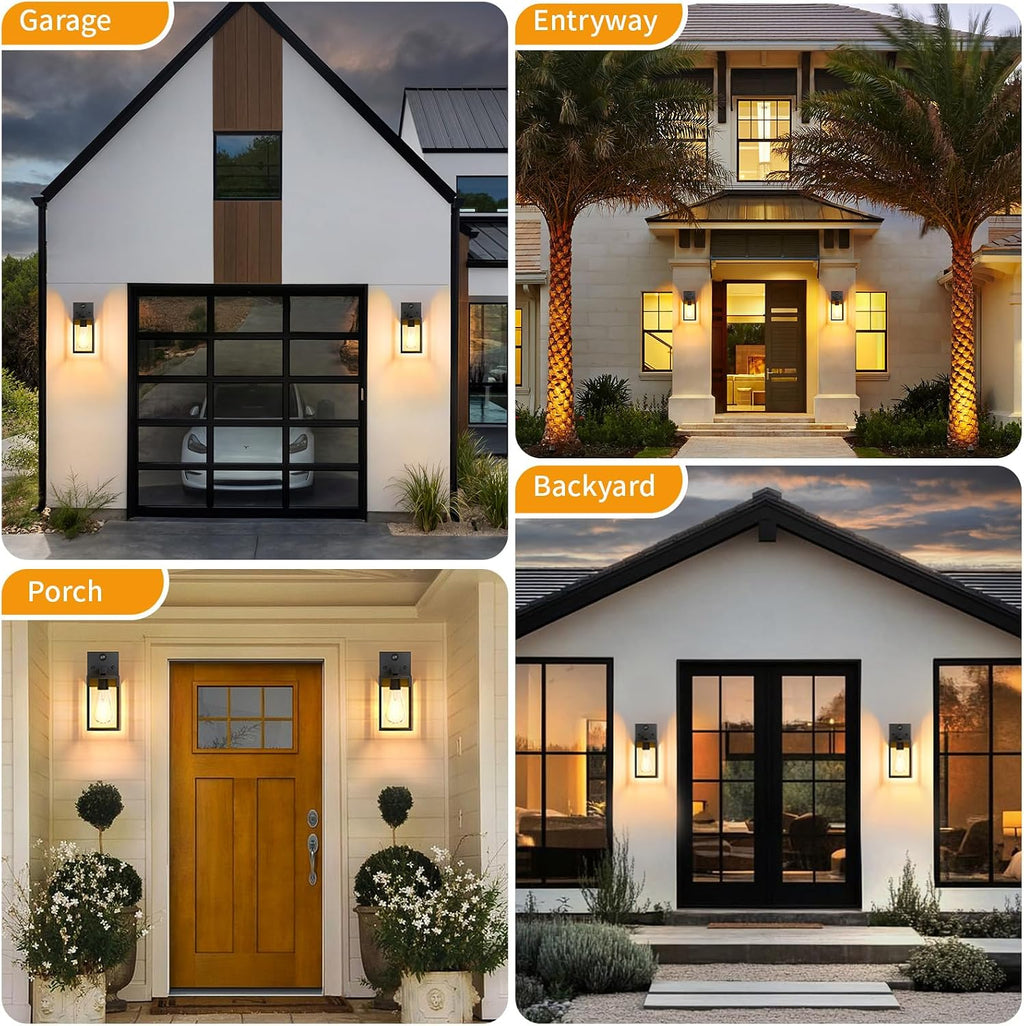 2 Pack Motion Sensor Outdoor Light Fixtures Wall Mount, H 10.24'' Small Front Porch Lights for House, Exterior Wall Sconce, Black Waterproof Lantern Lamp,Outside Coach Light for Garage Entryway Yard