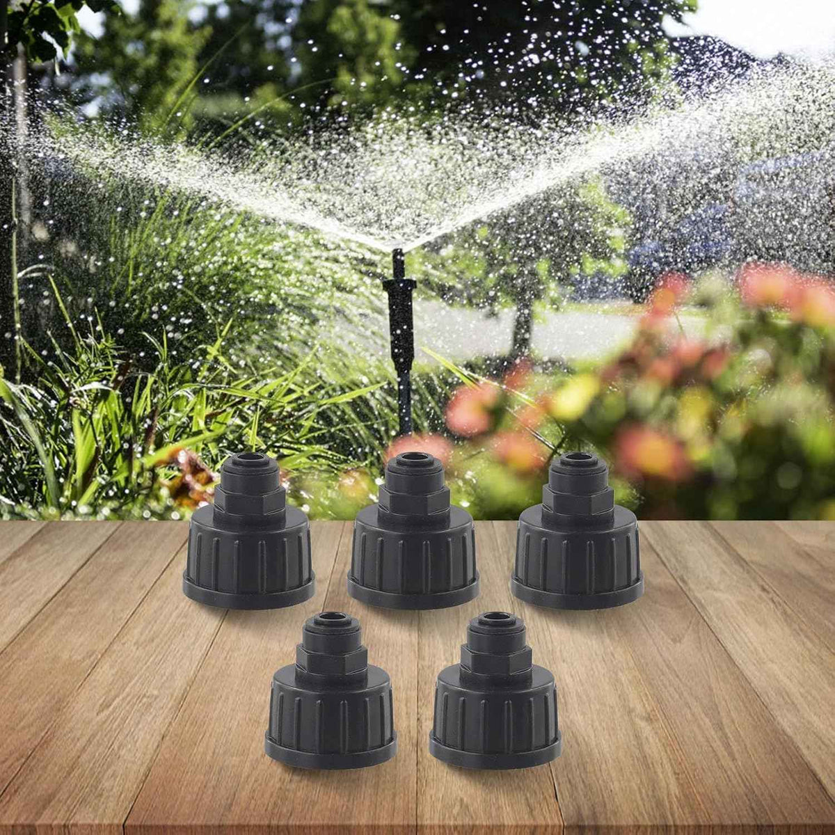 5 Pack Irrigation Connectors Atomization Joint Garden Watering System Adjustable Spray Fittings Black and White 5PC Set(Black)