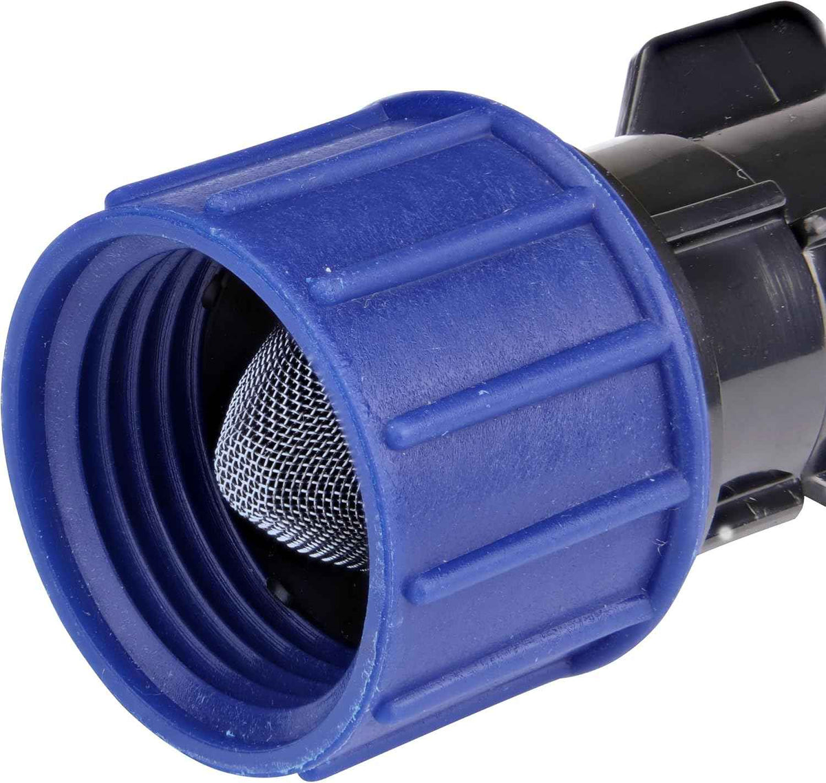 Raindrip S5900UB, Smart Loc Universal Swivel Adapter for Tubing, 3/4-Inch MHT, With Filter Washer, Drip Irrigation Fitting for 1/2-Inch, 5/8-Inch, & 0.710-Inch Supply Tubing and Dripline, Black/Blue