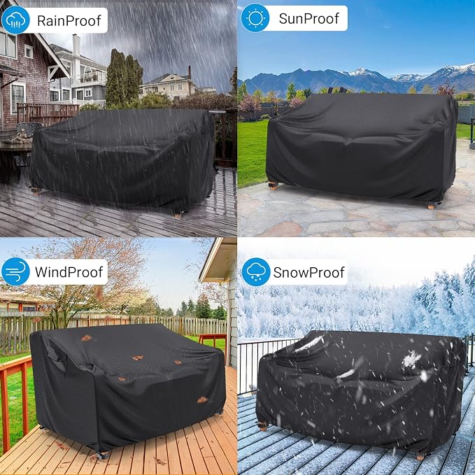 Heavy Duty Patio Sofa Cover Waterproof, Mrrihand 3-Seater Outdoor Sofa Loveseat - Image 7