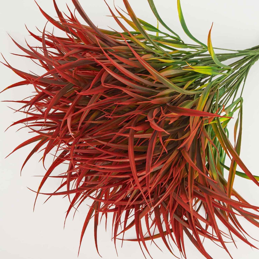 Ouddy Decor 16 Pcs Artificial Plants Outdoor Fake Fall Greenery Stems, Red | Faux grass, UV resistant, plastic plants shrubs, autumn Thanksgiving garden pathway window farmhouse front porch home decor