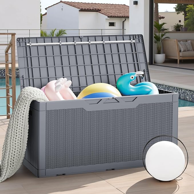 JUMMICO 100 Gallon Resin Deck Box, Waterproof Outdoor Storage Box - Image 7