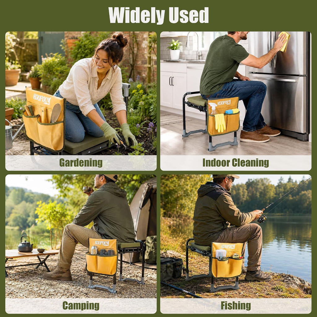 Garden Kneeler and Seat, Foldable Garden Stool, with Kneeling Pad & Bag | Garden kneeling pad, Garden stools for seniors, Gardening essentials, Gardening gifts