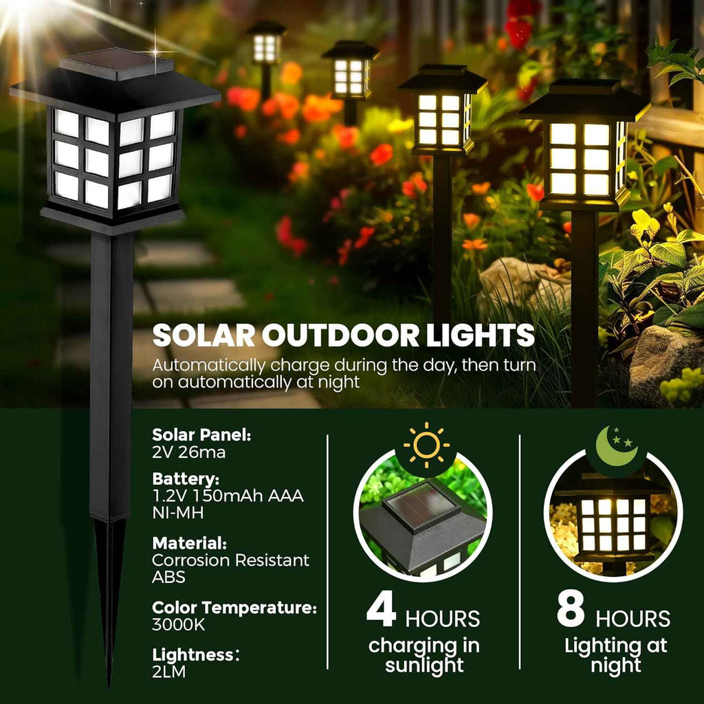 GIGALUMI Solar Lights Outdoor Waterproof 12 Pack, LED Garden Decor | Warm White LED Solar Garden Lights Outdoor Decor, 8 Hours of Landscape Lighting for Garden