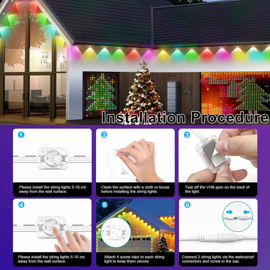 Halloween Permanent Outdoor Lights 50FT, RGB Eaves Lights with Smart App & Remote Control, IP65 Waterproof LED Roofline Lights for Christmas & Year-Round Decor