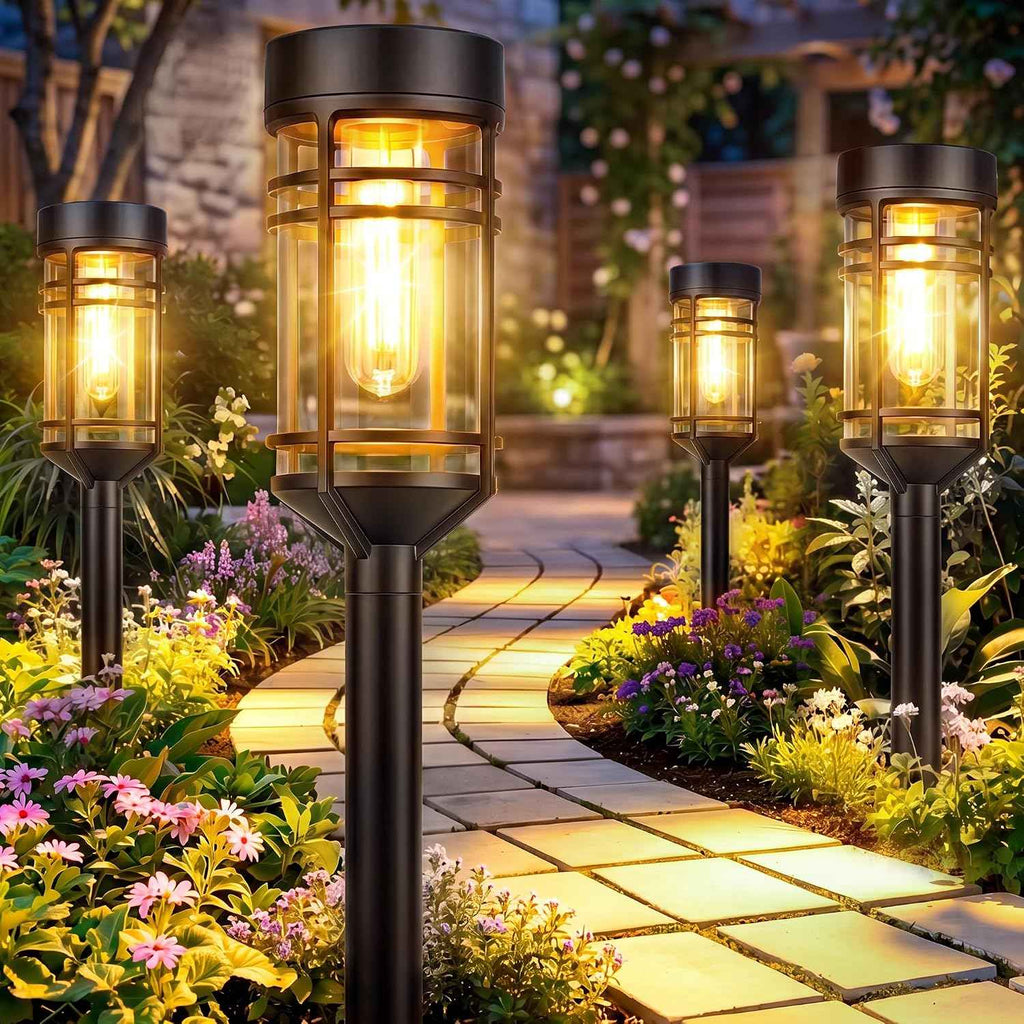 Ollny Solar Pathway Lights Outdoor 2 Packs, Solar Garden Lights IP65 Waterproof, LED Solar Powered Path Light Auto On/Off, Landscape Lighting for Yard Walkway Driveway Porch Outside Decor