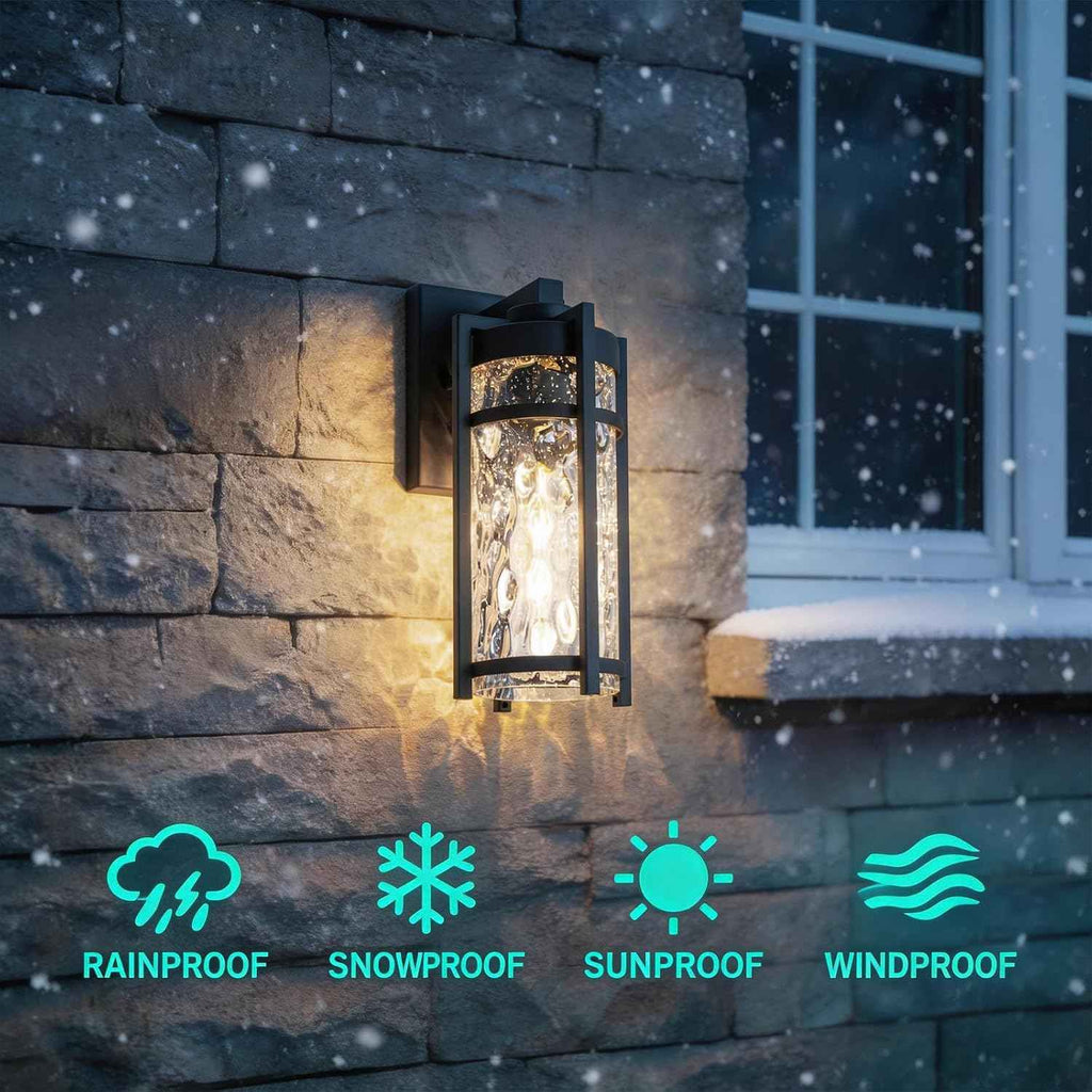 Outdoor Wall Light Fixtures, Waterproof Front Porch Light, Modern Exterior Lighting with E26 Socket, Wall Sconce Lantern Lamp, Black Outside Light for Front Door, House, Garage, Patio (1 Pack)