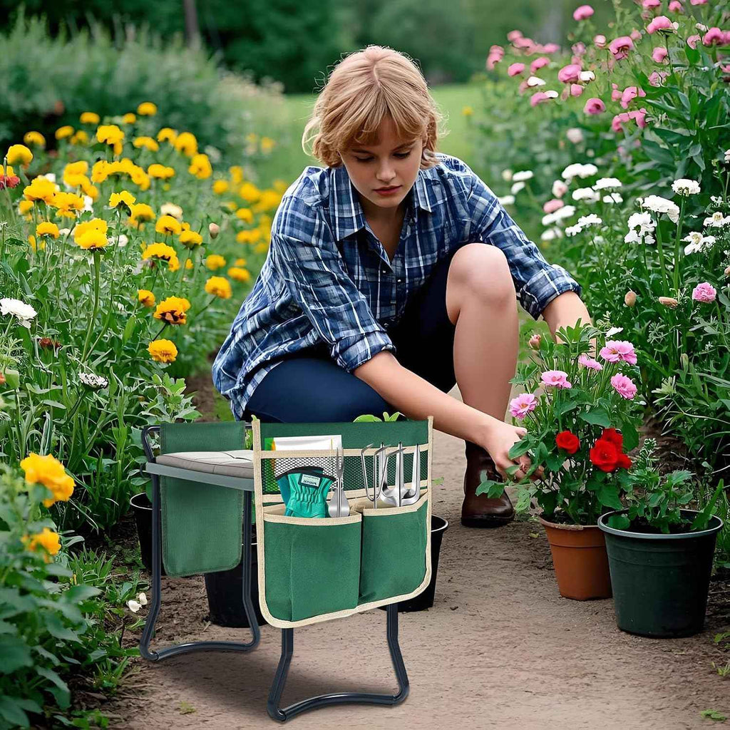 YBB 2 Pack Garden Pouches for Kneeler, Portable Tool Storage Bags Oxford Multiple Storage Pockets Organizer for Outdoor Gardening Kneeling Stool