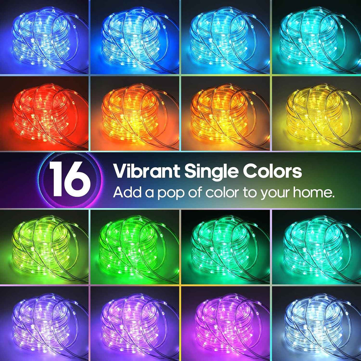Rope Lights for Outside, 40FT 120LED Color Changing Not Connectable 5mm | 24 Colors RGB, with Plug & Remote, , Waterproof, Timer, for Christmas Halloween Party Camping DIY Tree Trampoline Decoration