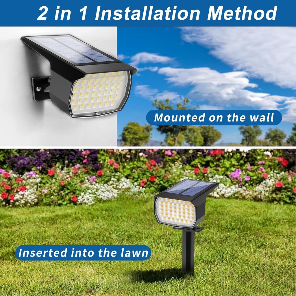 WENATY Solar Spot Lights Outdoor Waterproof Spotlights 12 Pack Warm White | 46LED, 3 Mode, Auto On/Off Landscape Spotlights Solar Powered Flood Lights for Outside Pathway Yard Garden House Walkway Tree