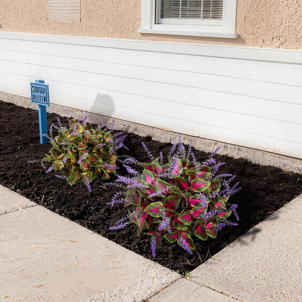 12 Bundles Artificial Coleus Flowers | UV Resistant No Fade Silk Faux Plants | Spring Summer Outdoor Fake Greenery for Garden Patio Planters Front Porch Pathway Decor (Pink)