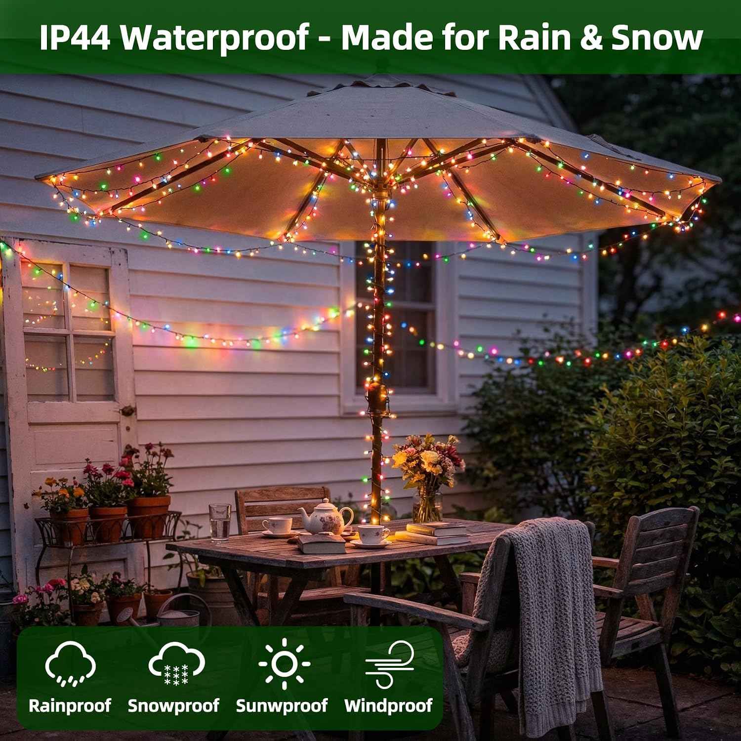 1500 LED 470FT Christmas Lights,12 Modes Outdoor String Lights, Multicolor | Weather-resistant Plug-in Tree Lights with Timer, Memory and Dimming for House, Fences, Patios, Holiday Decor