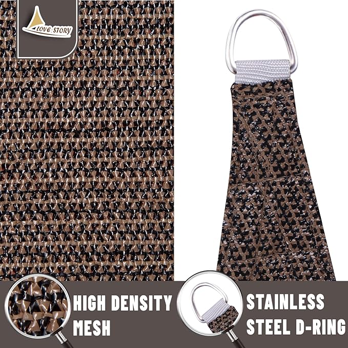 LOVE STORY Custom Size 10'x14' Brown Sun Shade Sail Rectangle UV Block Canopy - Image 5