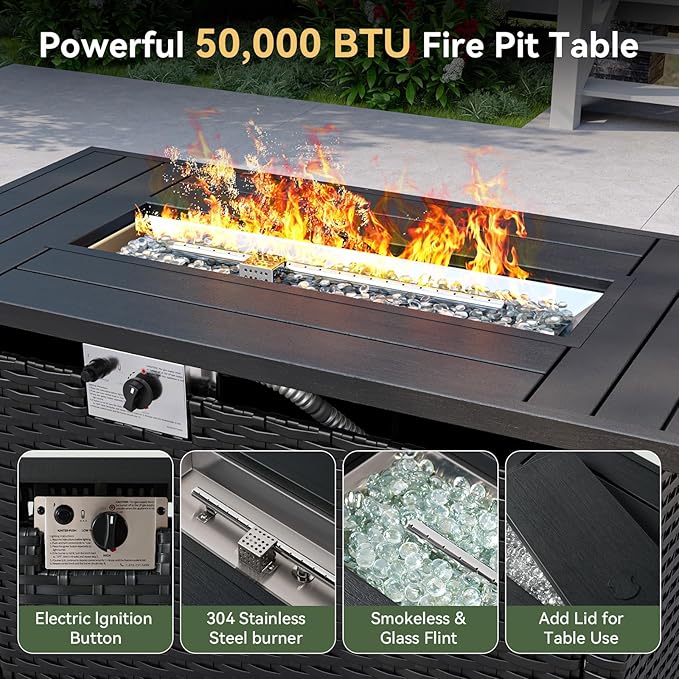 Aoxun Patio Furniture Set with Fire Pit Table, 6 Piece Outdoor Furniture Set - Image 5