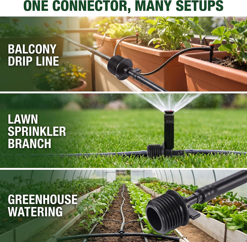 20pcs Black Water Pipe Fitting 1/2" Thread to 1/4 inch,Strong and Long-Lasting Connector Irrigation Drip Pipe 4/7 mm Garden Drip Hose Water Quick Coupling Parts,Hose Connectors and Accessories