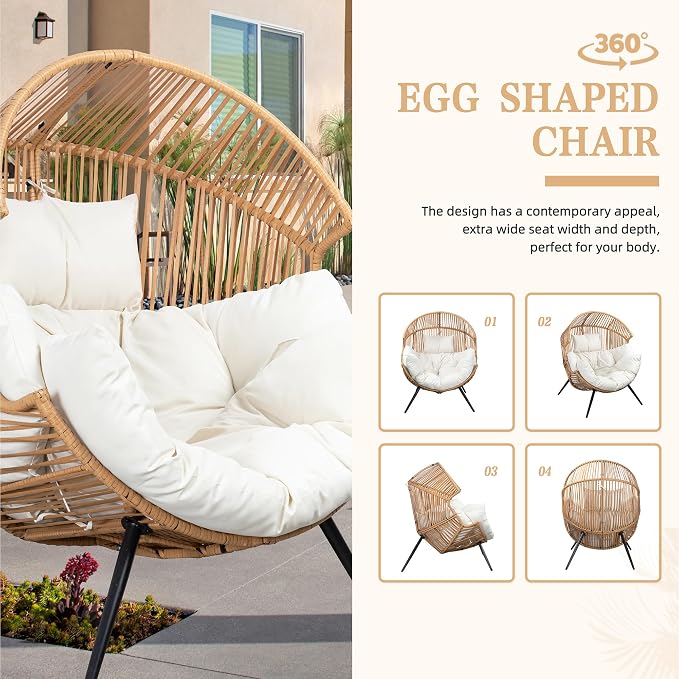 Vongrasig Wicker Egg Chair PE Rattan Chair - Image 7