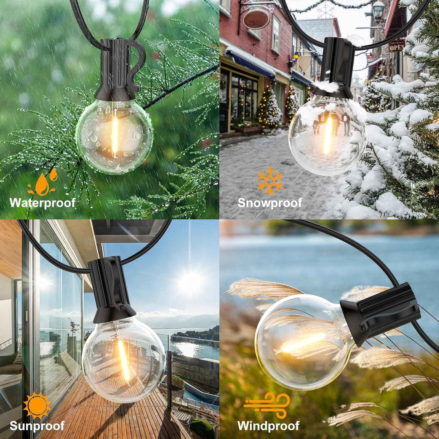 GPATIO Outdoor String Lights, 100FT G40 Bulbs Shatterproof Patio Lights, Waterproof Dimmable Hanging Outdoor Lights, Connectable LED Outside Lights for Backyard Yard Gazebo Porch Party