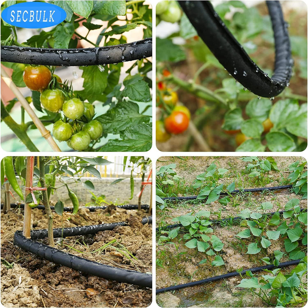 Secbulk 2026 Flat Soaker Hose 100 ft for Garden, 100' (50ft x 2) Linkable Drip Hose Diy Garden Irrigation System Saving 80% Water, Dual-layer Leak-free Design Water Hose with Holes