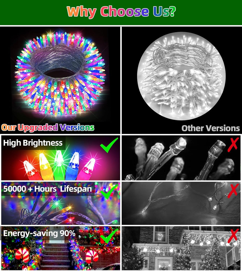 1500 LED 470FT Christmas Lights,12 Modes Outdoor String Lights, Multicolor | Weather-resistant Plug-in Tree Lights with Timer, Memory and Dimming for House, Fences, Patios, Holiday Decor