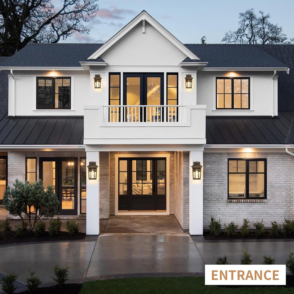 Darkaway Outdoor Wall Lights for House, Exterior Lighting Fixtures Wall Mount Porch Lights Waterproof Outdoor Sconce Lights with Water Ripple Glass for Patio Hallway Garage
