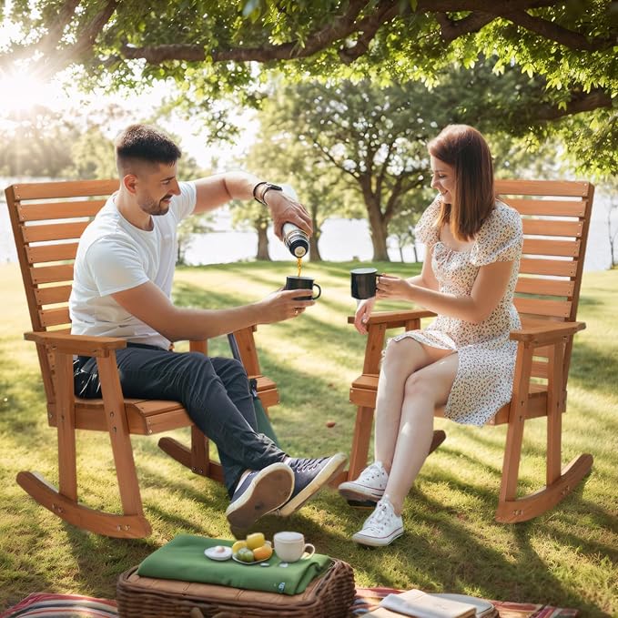 VINGLI Wooden Rocking Chair - Image 7