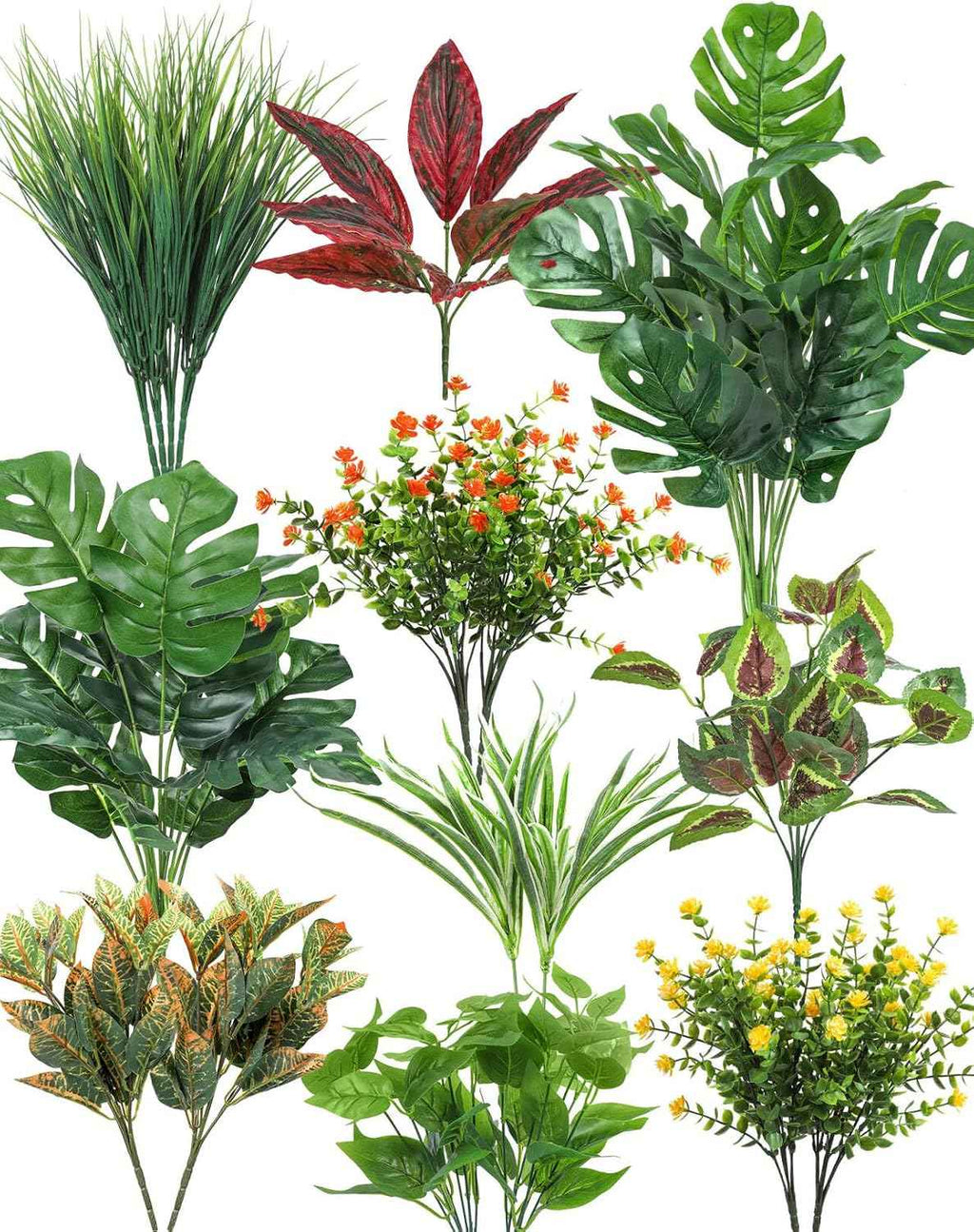 Ouddy Decor 18 Pcs Artificial Plants for Outdoors Fake Greenery Stems | Faux boxwood shrubs flowers, UV resistant, indoor outdoor porch patio garden table vase window box spring summer home decor