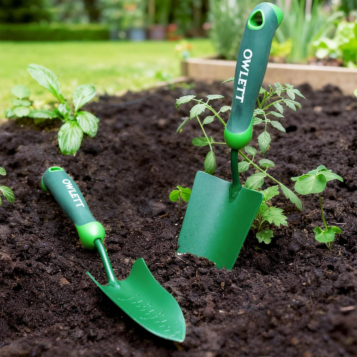 Garden Trowel with Measurements, High-Hardness Small Hand Shovel with Soft Ergonomic Handle, Rustproof Potting Trowel Gardening Hand Tools for Digging, Planting, Transplanting, Weeding