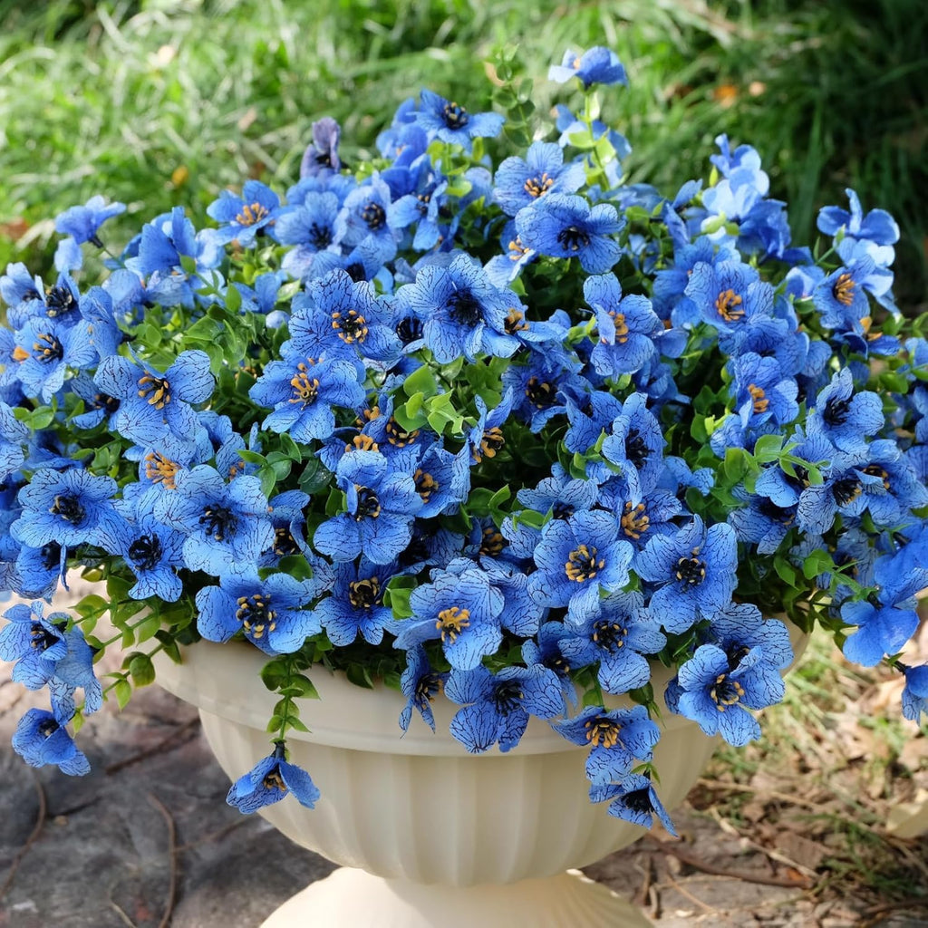 Dyale 24 Bundles Artificial Fake Plants Flowers for Outdoor,UV Resistant Spring Flowers Garden Décor No Fade Plastic Greenery Home Garden Porch Patio Decor Office