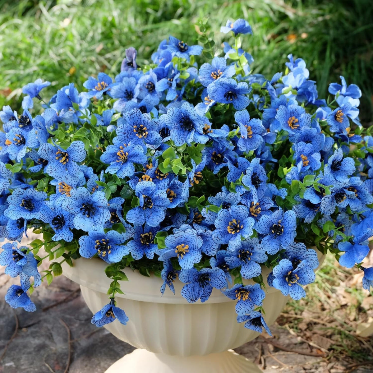 Dyale 24 Bundles Artificial Fake Plants Flowers for Outdoor,UV Resistant Spring Flowers Garden Décor No Fade Plastic Greenery Home Garden Porch Patio Decor Office