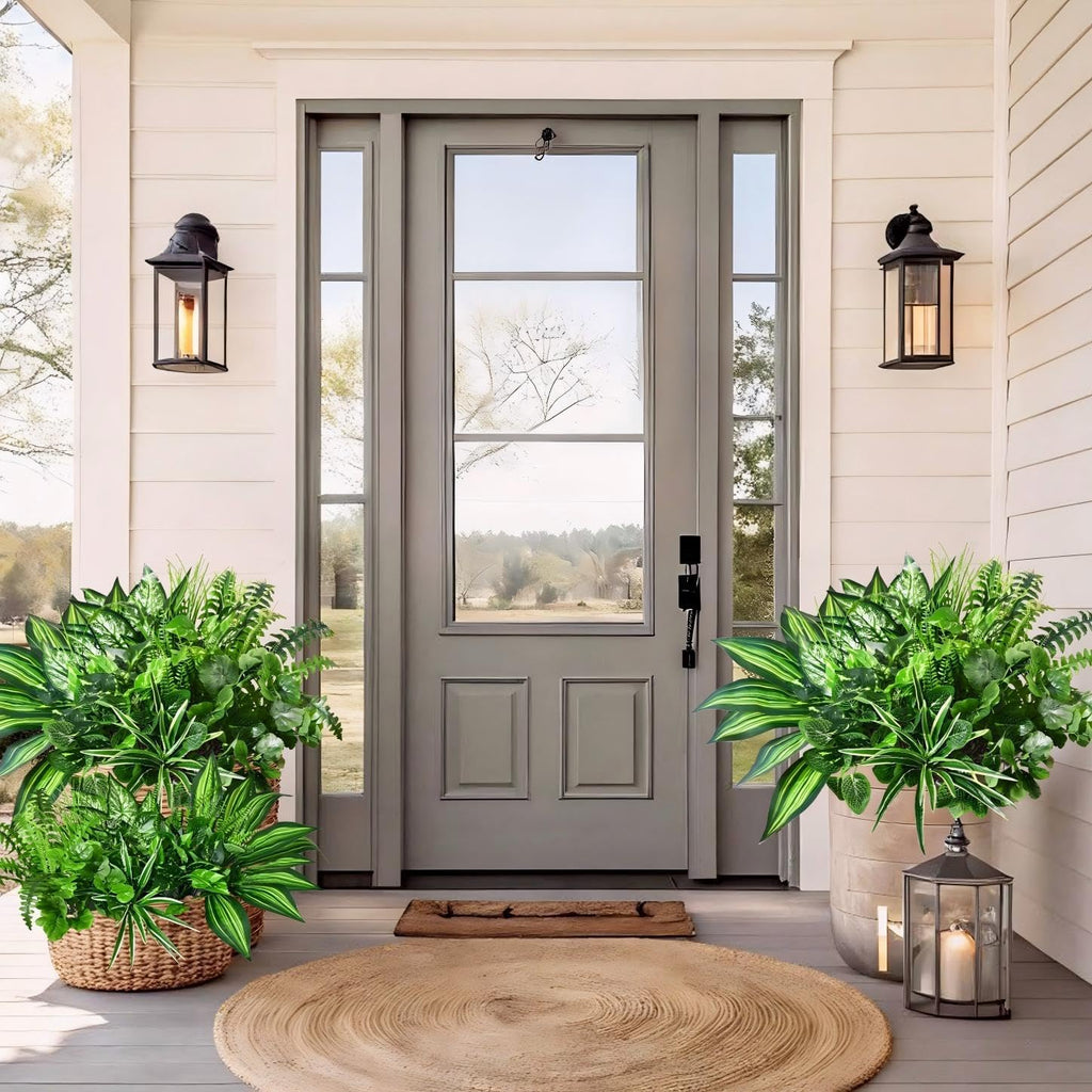 Faux Outdoor Plants, 10 Pcs UV Resistant Artificial Greenery Plants | Realistic Fake Plants, Large Bunches for Outside Patio, Porch, Garden, Window Box, Yard, Spring Summer All Seasons Decor
