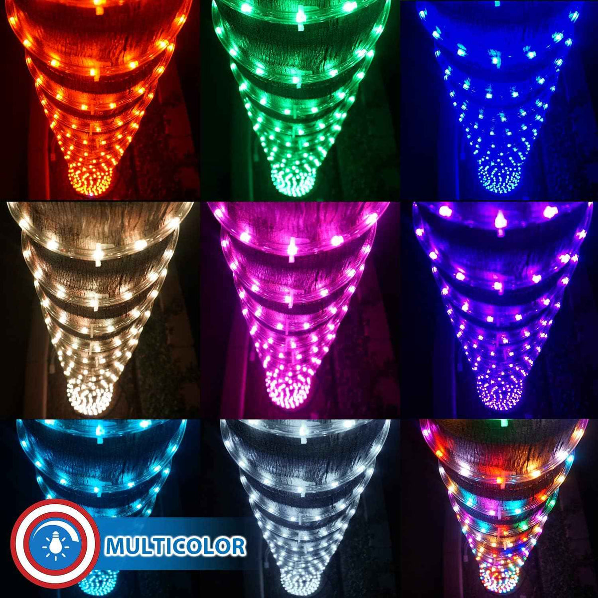 Russell Decor Rope Lights Color Changing RGB 30ft | Flexible Connectable up to 100ft For RGB Color Changing Waterproof Party Wedding Christmas