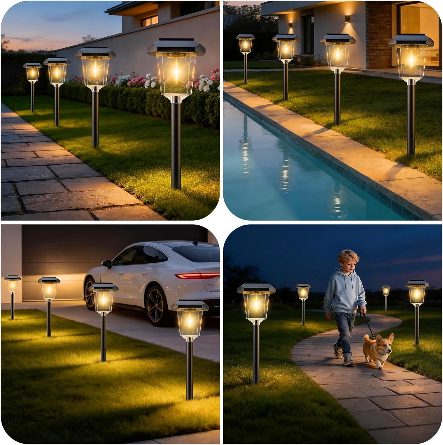 16Pack Solar Pathway Lights Outdoor, Warm White LED Waterproof Solar Lights | Garden Light Solar Powered, Long Lasting, Auto On/Off, 3000K, Stake Landscape Lighting for Outside, Walkway, Lawn, Yard Decor