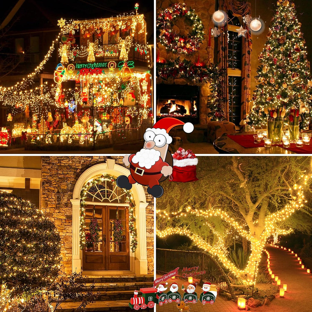 Solar String Lights Outdoor 2 Pack 200 LED 66FT Christmas Lights Warm White | 8 Lighting Modes, Memory Function, Auto On/Off, IP65 Waterproof Twinkle Lights for Outside Garden Yard Party Xmas Tree Decor
