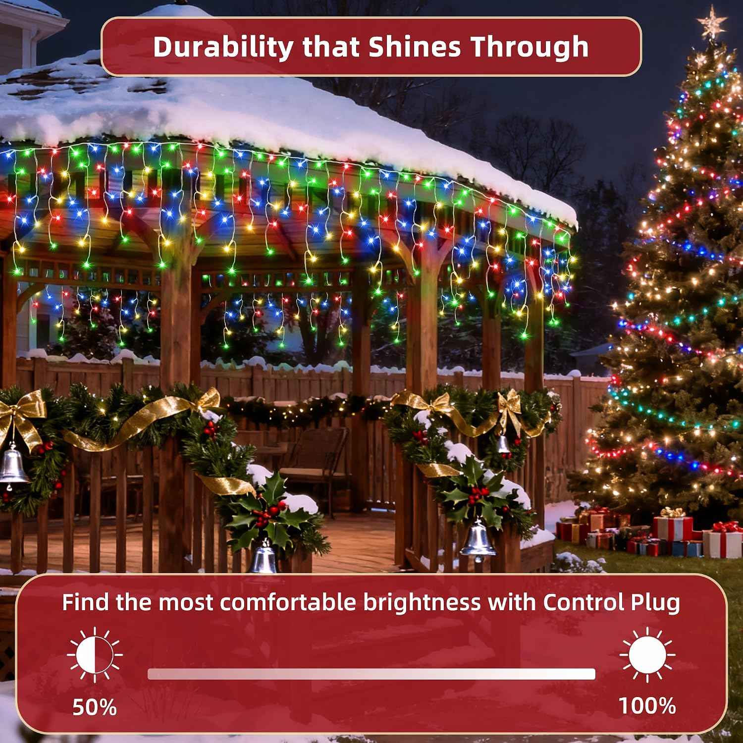 1620 LED Christmas Lights Outdoor 164 FT with 360Drops, Christmas Decorations Hanging Lights 12 Modes, Dimmable Outsite Fairy String Lights for Wedding Party Holiday Winter Wonderland Decor Multicolor