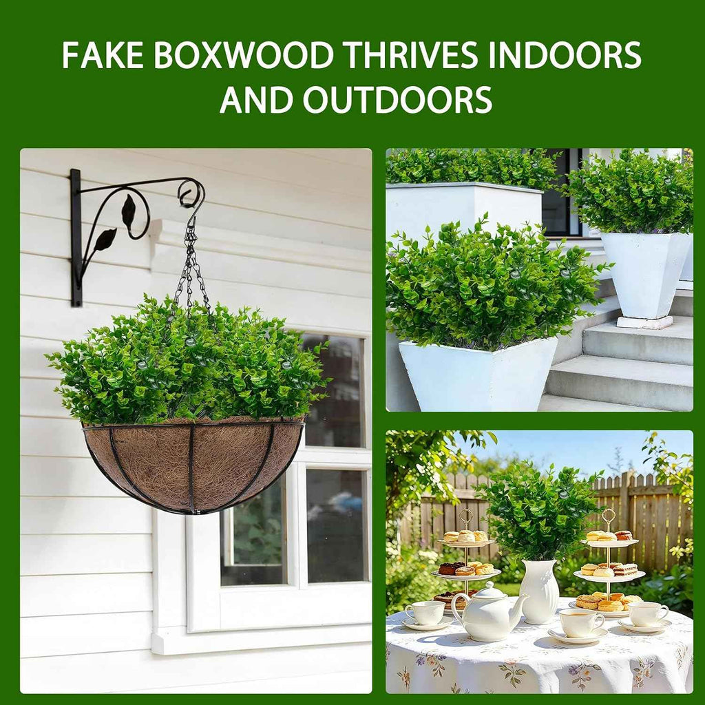 TURNMEON 20 Bundles Artificial Greenery Plants Outdoor Summer Decor | UV Resistant Fake Plants Boxwood Shrubs Grass Faux Eucalyptus Flowers for Farmhouse Gardens Home Patio Indoor Decor(Green)
