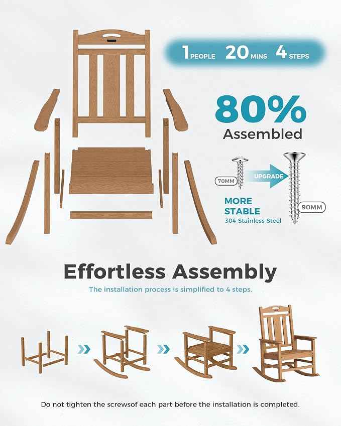 Ciokea Oversized Outdoor Rocking Chair, 380lbs Heavy-Duty Large Patio Rocker