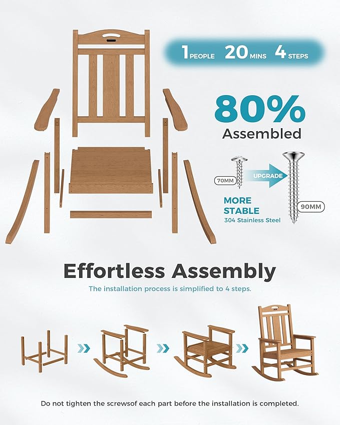 Ciokea Oversized Outdoor Rocking Chairs Set of 2, 380lbs Heavy-Duty Large Patio - Image 8