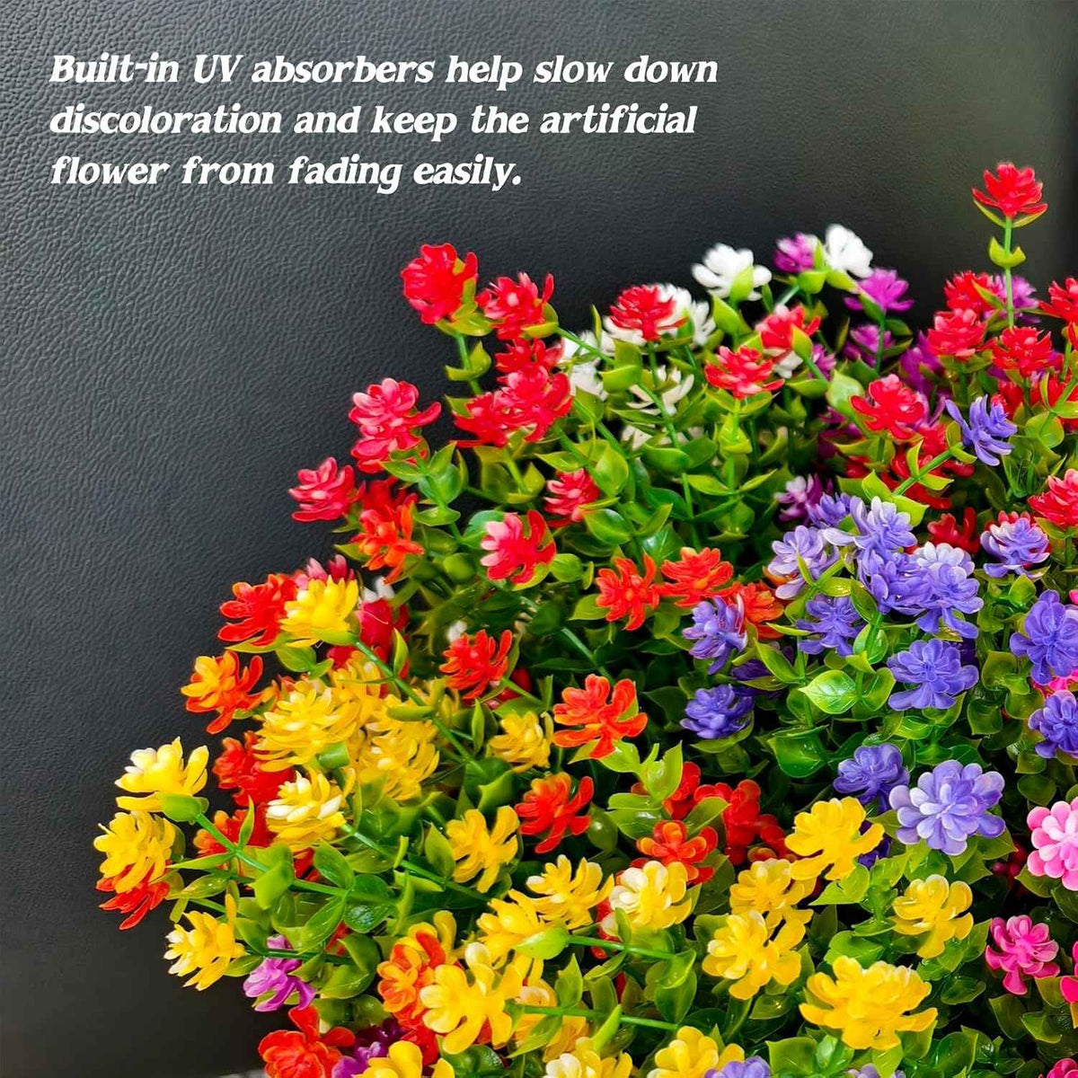 WEAUSUP 21 Bundles Artificial Outdoor Flowers Fake Plants & Greenery | PE Material,Maintenance-Free,Built-In UV Stabilizer, Waterproof Fade-Proof,Ideal for Indoor Outdoor Landscape Decor