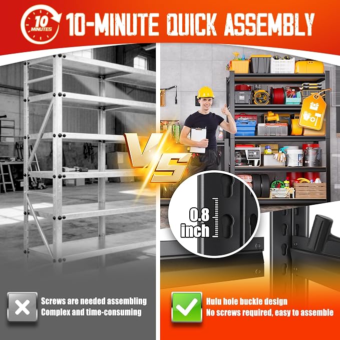 Set of 3 Garage Shelving, 3 Tier Garage Storage Shelves, Adjustable Heavy Duty - Image 5