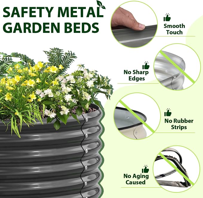 A ANLEOLIFE 6X2X1.5 ft Galvanized Raised Garden Beds Outdoor, Oval Round Metal - Image 3