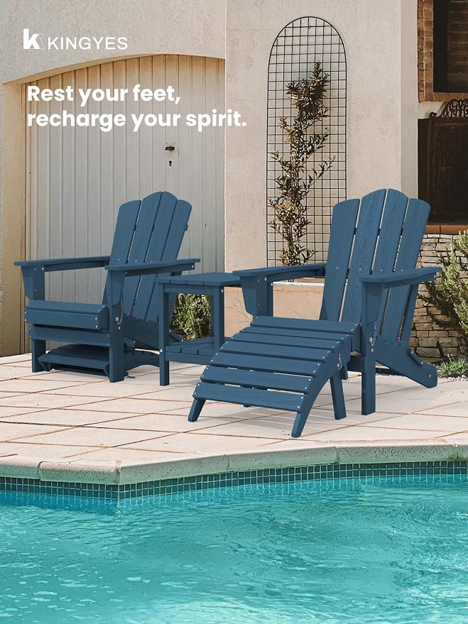 KINGYES Folding Adirondack Ottomans Set of 4 - Image 4