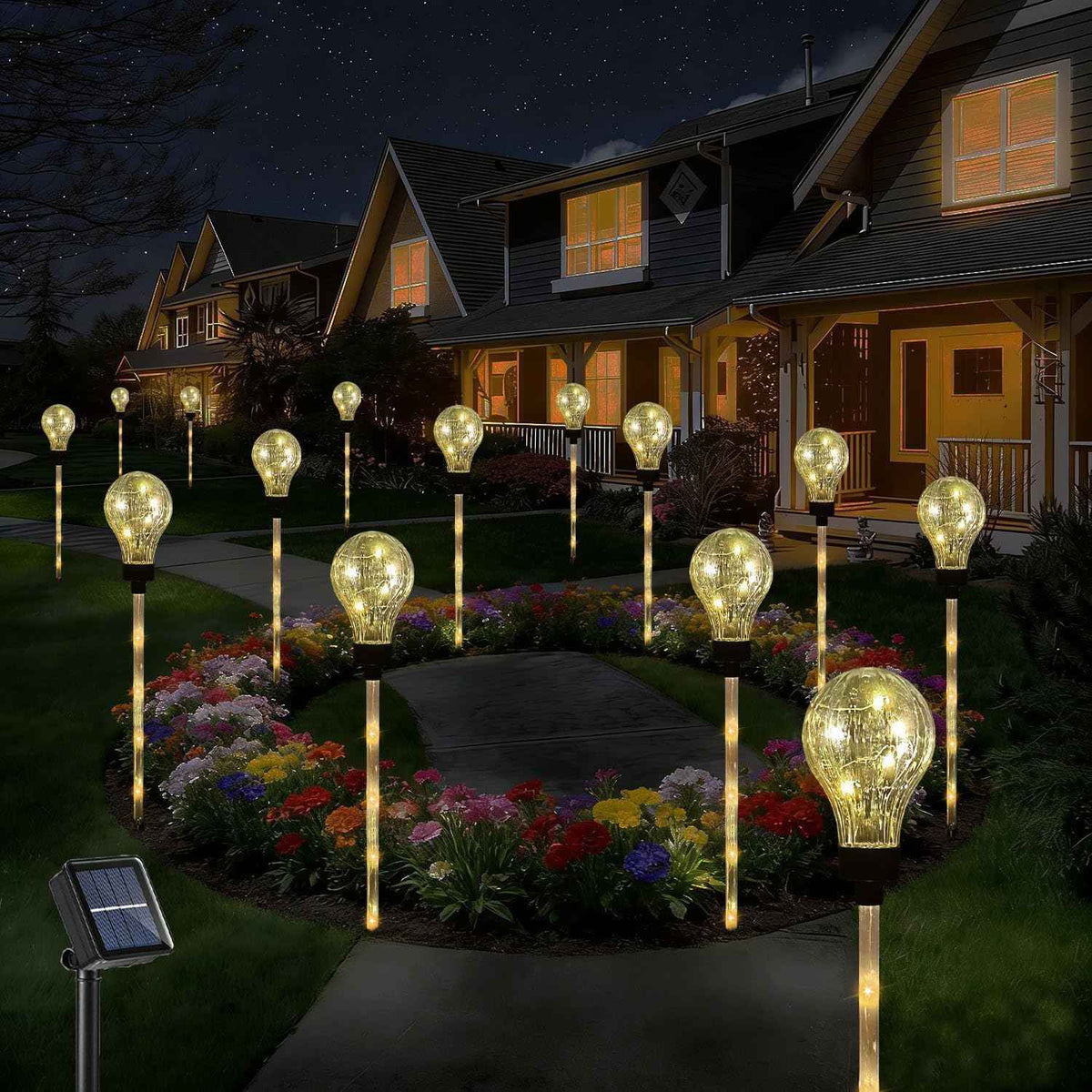 Huacenmy Solar Lights Outdoor Garden Decorative Waterproof 6 Pack Bulb Lights Outside Solar Pathway Lights for Garden Home Christmas Landscape Path Yard Lawn Driveway Flowerbed Decor - Warm White