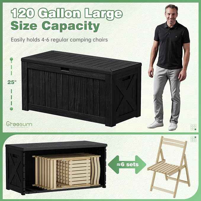 Greesum Outdoor Storage Box 120 Gallon Storage Bin